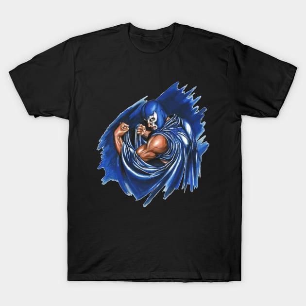 Feel-Ink Demon Blue Lucha Libre Mexican Old Paint Legend T-Shirt by FeelInksense